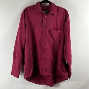 Burberrys Mens Red Plaid Long Sleeve Flannel Button Up Shirt Size L
